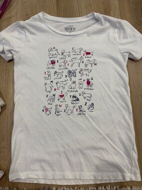 J. Crew White Short Sleeve Alphabet Dog Graphic Tee